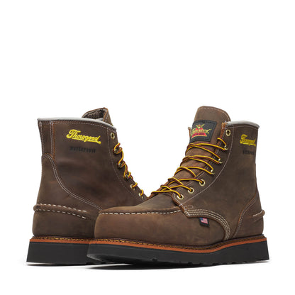 Thorogood 1957 Series – WP 6″ Crazy Horse Steel Moc Toe BLK Wedge