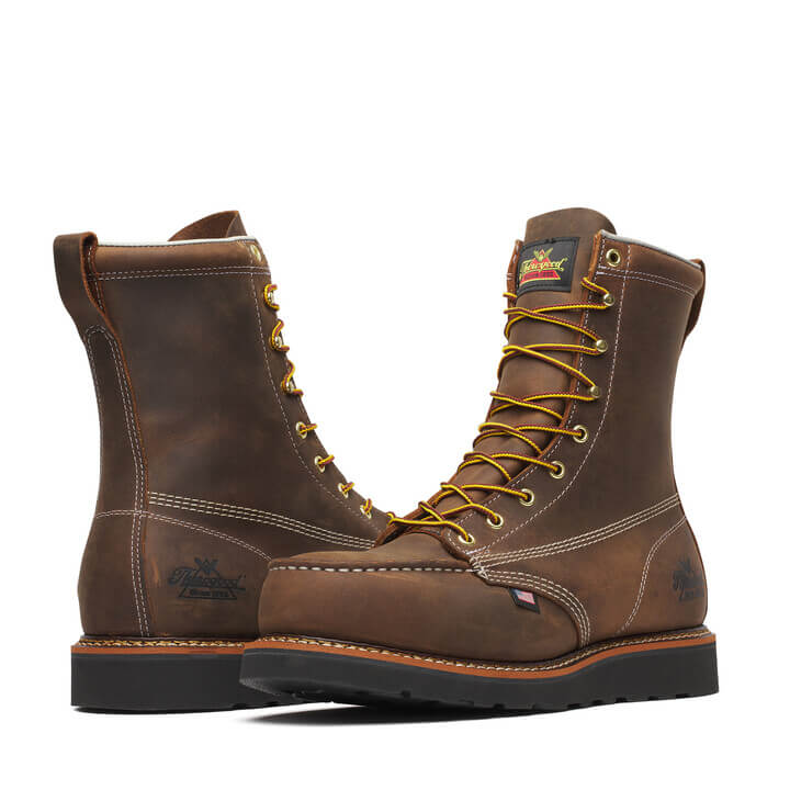 Thorogood American Heritage – 8″ Trail Crazy Horse Black Heel Safety Toe – Moc Toe MAXWear Wedge