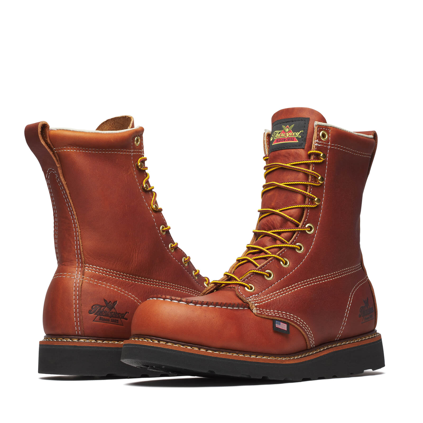 Thorogood American Heritage – 8″ Tobacco Steel Moc Toe BLK Wedge