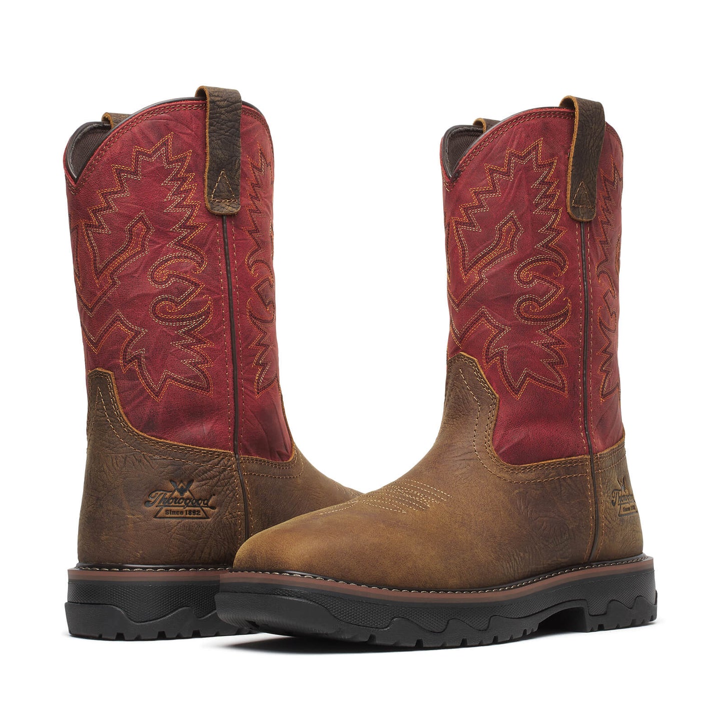 Thorogood Buffalo Ridge – WP 11″ Brown/Scarlet Nano Sq Toe