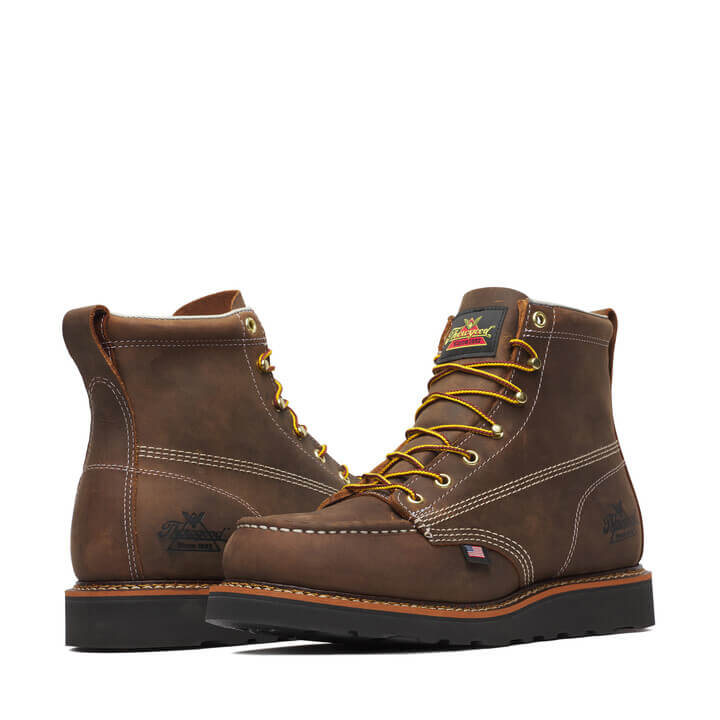 Thorogood American Heritage – 6″ Crazy Horse Black Heel Moc Toe – MAXWear Wedge