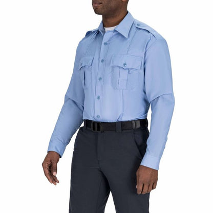 Blauer Long Sleeve Cotton Shirt - Medium Blue