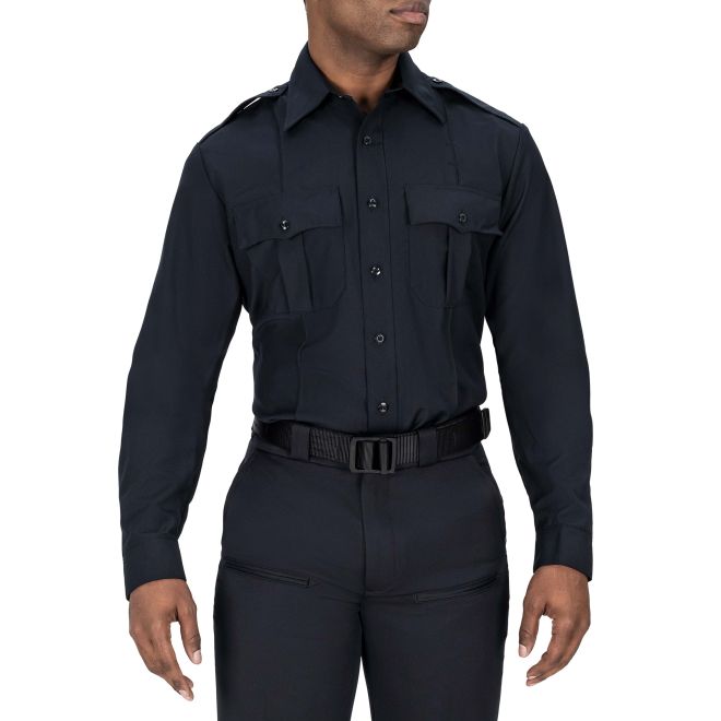 Blauer Long Sleeve Wool Shirt - Dark Navy