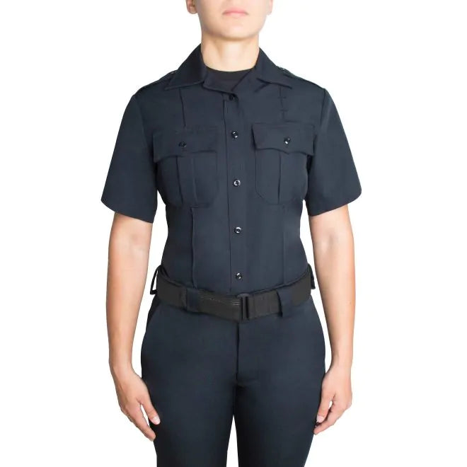 Blauer Women'S Short Sleeve Zippered Polyester Shirt