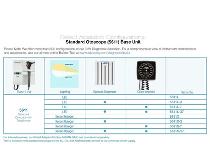 ADC Adstation™ 5611- 3.5V Wall Standard Otoscope