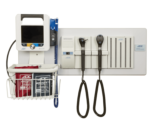 ADC Adstation™ 5610-39W-3.5V Modular Diagnostix Wall System with ADView 2, Standard Otoscope, Coax Ophth, Dispenser, W.Board