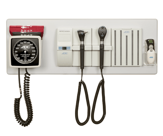 ADC Adstation™ 5610-347- 3.5V Modular Diagnostix Wall System, Standard Otoscope, Coax Ophth, Dispenser, Clock Aneroid, Thermometer, W.Board