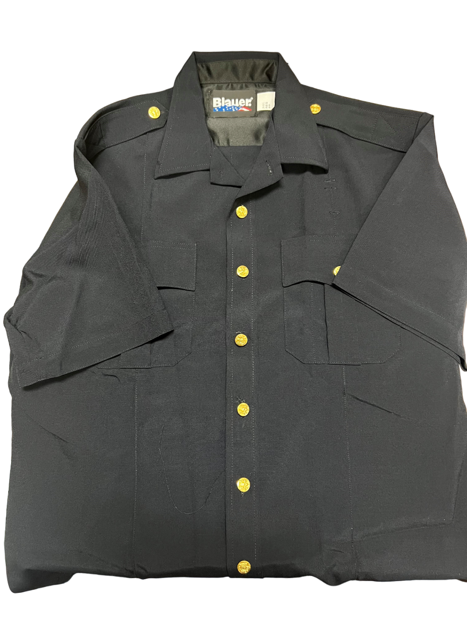 BLAUER SHORT SLEEVE WOOL SHIRT With Gold State Buttons