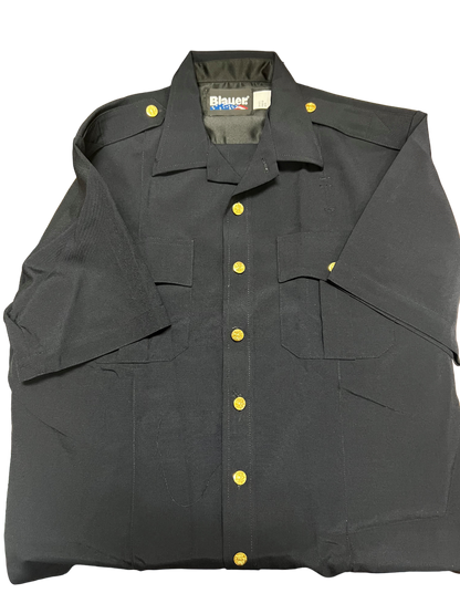 BLAUER SHORT SLEEVE WOOL SHIRT With Gold State Buttons