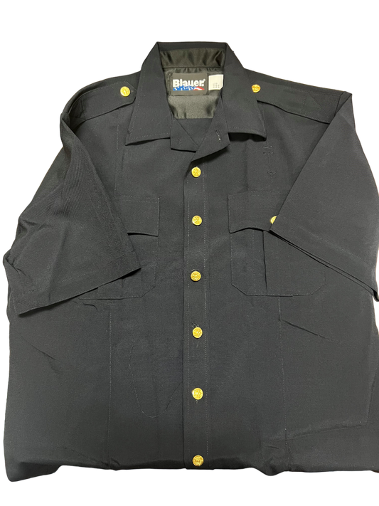 BLAUER SHORT SLEEVE WOOL SHIRT With Gold State Buttons