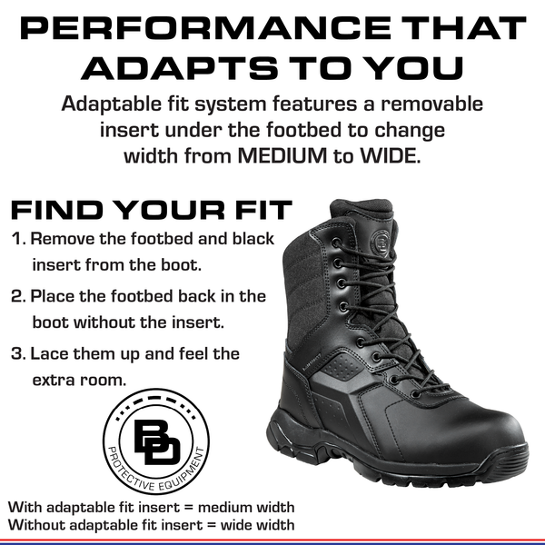 Black Diamond 8-Inch Side Zip Waterproof Tactical Boot Soft Toe