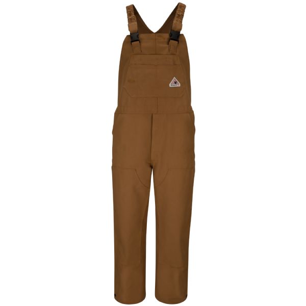 Bulwark Men's Heavyweight FR Brown Duck Bib Overall with Knee Zip - Brown Duck