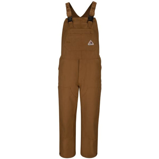 Bulwark Men's Heavyweight FR Brown Duck Bib Overall with Knee Zip - Brown Duck