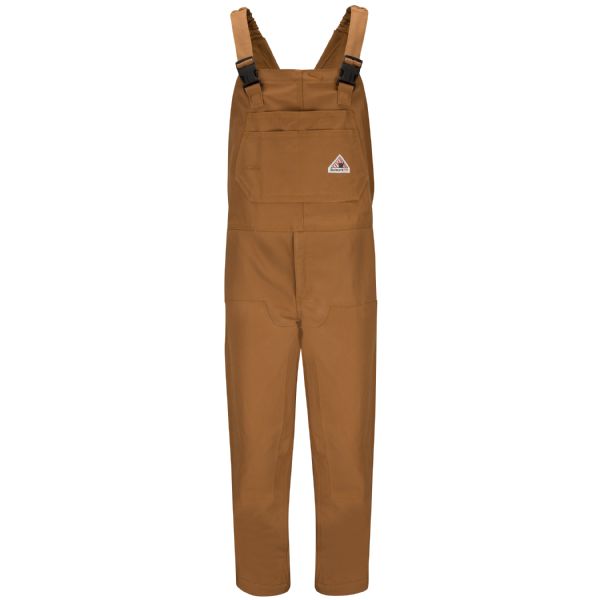 Bulwark Men's Heavyweight FR Insulated Brown Duck Bib Overall with Knee Zip - Brown Duck