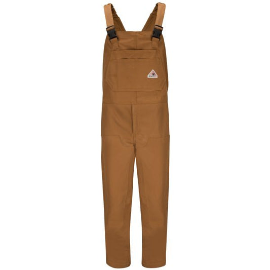 Bulwark Men's Heavyweight FR Insulated Brown Duck Bib Overall with Knee Zip - Brown Duck