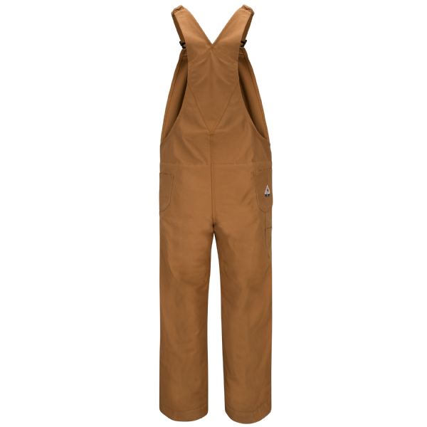 Bulwark Men's Heavyweight FR Insulated Brown Duck Bib Overall with Knee Zip - Brown Duck