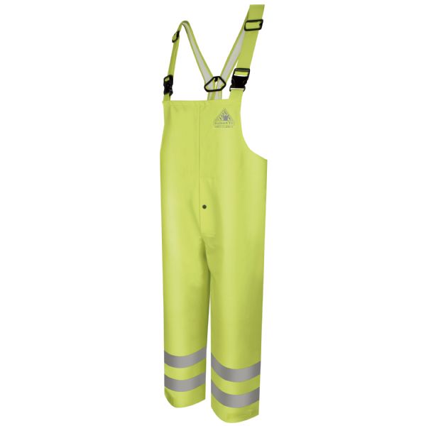 Bulwark Men's FR Hi-Visibility Rain Bib Overalls - Yellow/Green