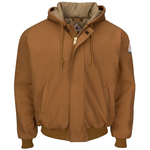 Bulwark Men's Heavyweight FR Insulated Brown Duck Hooded Jacket - Brown Duck