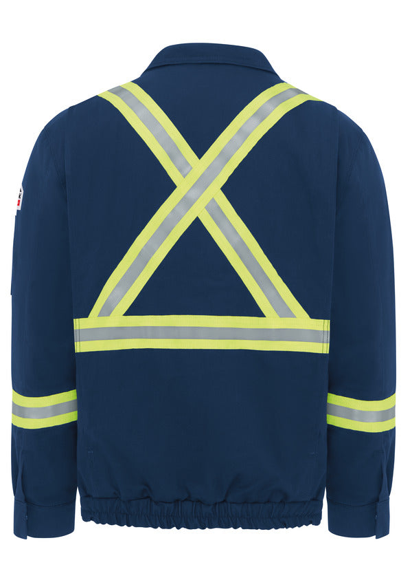 Bulwark Men's Lined Bomber Jacket with Reflective Trim - Navy