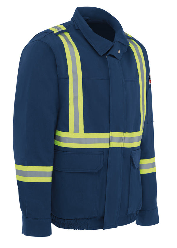 Bulwark Men's Lined Bomber Jacket with Reflective Trim - Navy