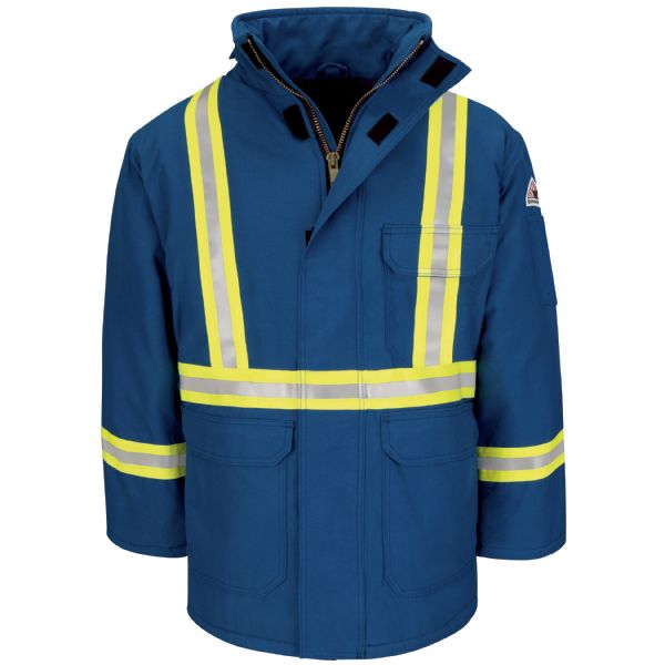 Bulwark Men's Heavyweight Nomex FR Insulated Deluxe Parka with Reflective Trim - Royal Blue