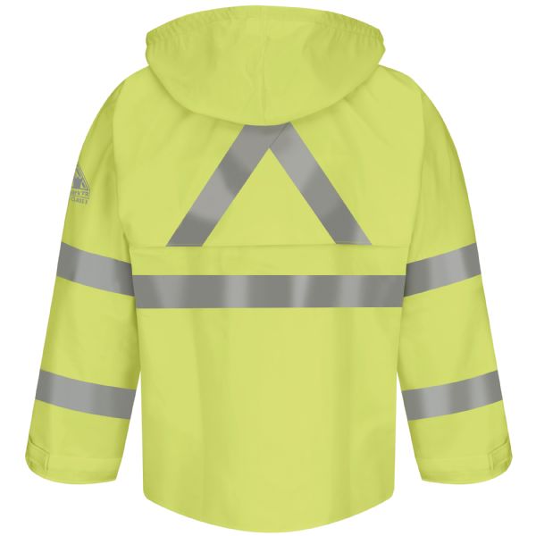Bulwark Men's FR Hi-Visibility Rain Jacket with Hood - Yellow/Green