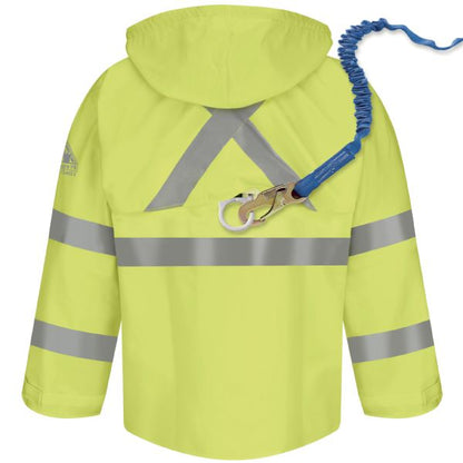 Bulwark Men's FR Hi-Visibility Rain Jacket with Hood - Yellow/Green