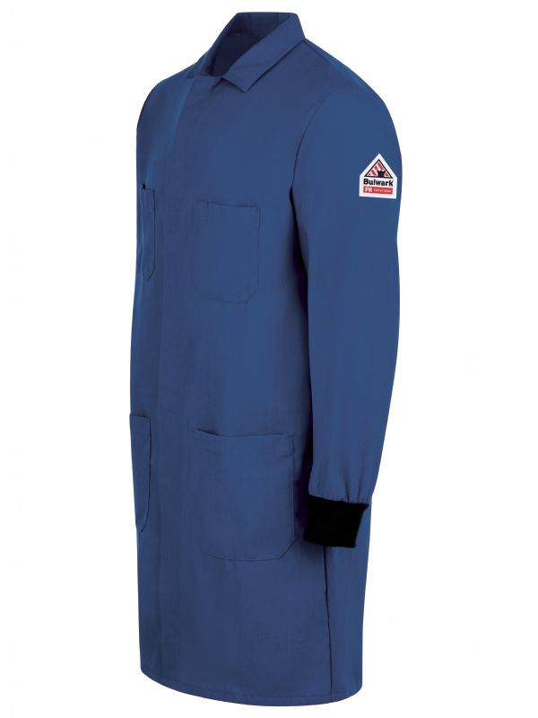 Bulwark Men's FR Lab Coat with Knit Cuffs - Royal Blue