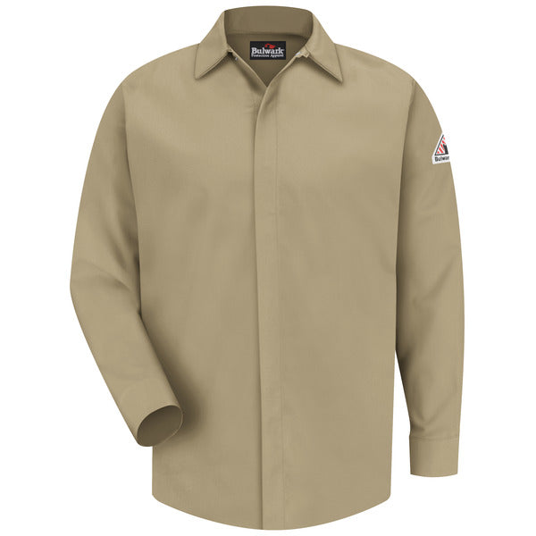 Bulwark Men's Midweight FR Pocketless Concealed-Gripper Work Shirt