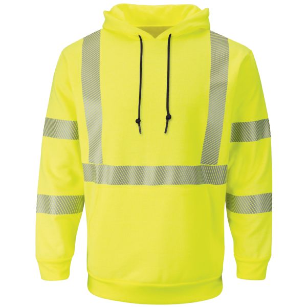Bulwark Men's Fleece FR Hi-Visibility Pullover Hooded Sweatshirt - Yellow/Green