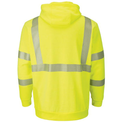Bulwark Men's Fleece FR Hi-Visibility Pullover Hooded Sweatshirt - Yellow/Green
