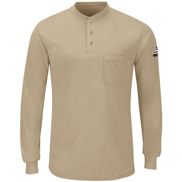 Bulwark Men's Long Sleeve Lightweight Henley Shirt - Khaki