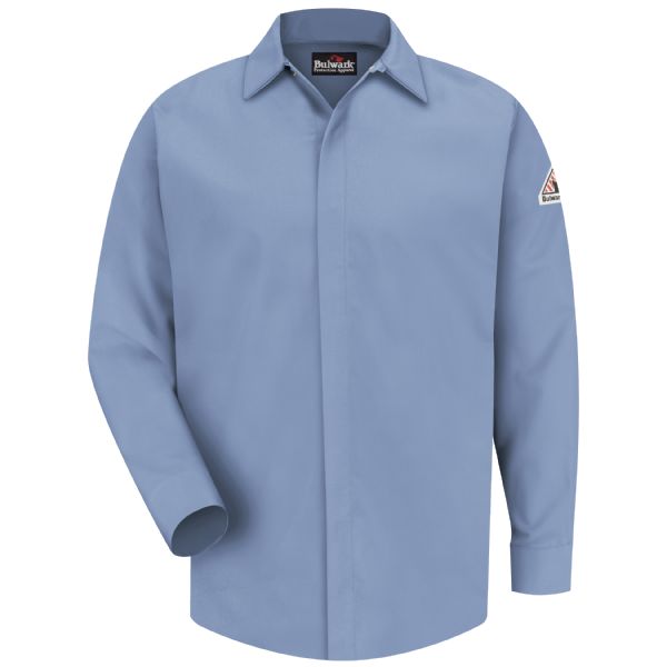 Bulwark Men's Midweight FR Pocketless Concealed-Gripper Work Shirt