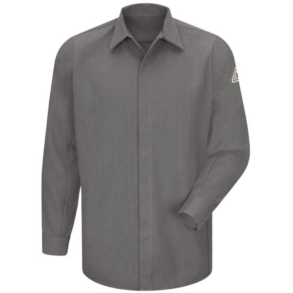 Bulwark Men's Midweight FR Pocketless Concealed-Gripper Work Shirt
