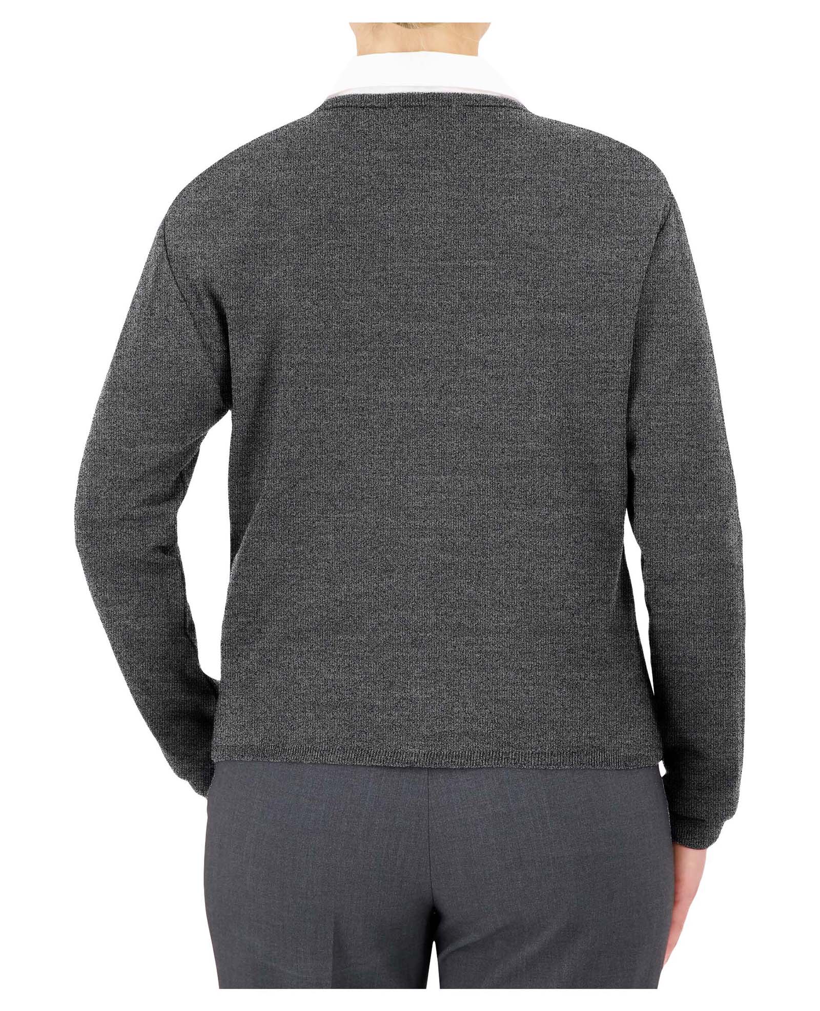 Cobmex Ladies “Cashmere”-Like Jewel Neck Cardigan - Executive Grey