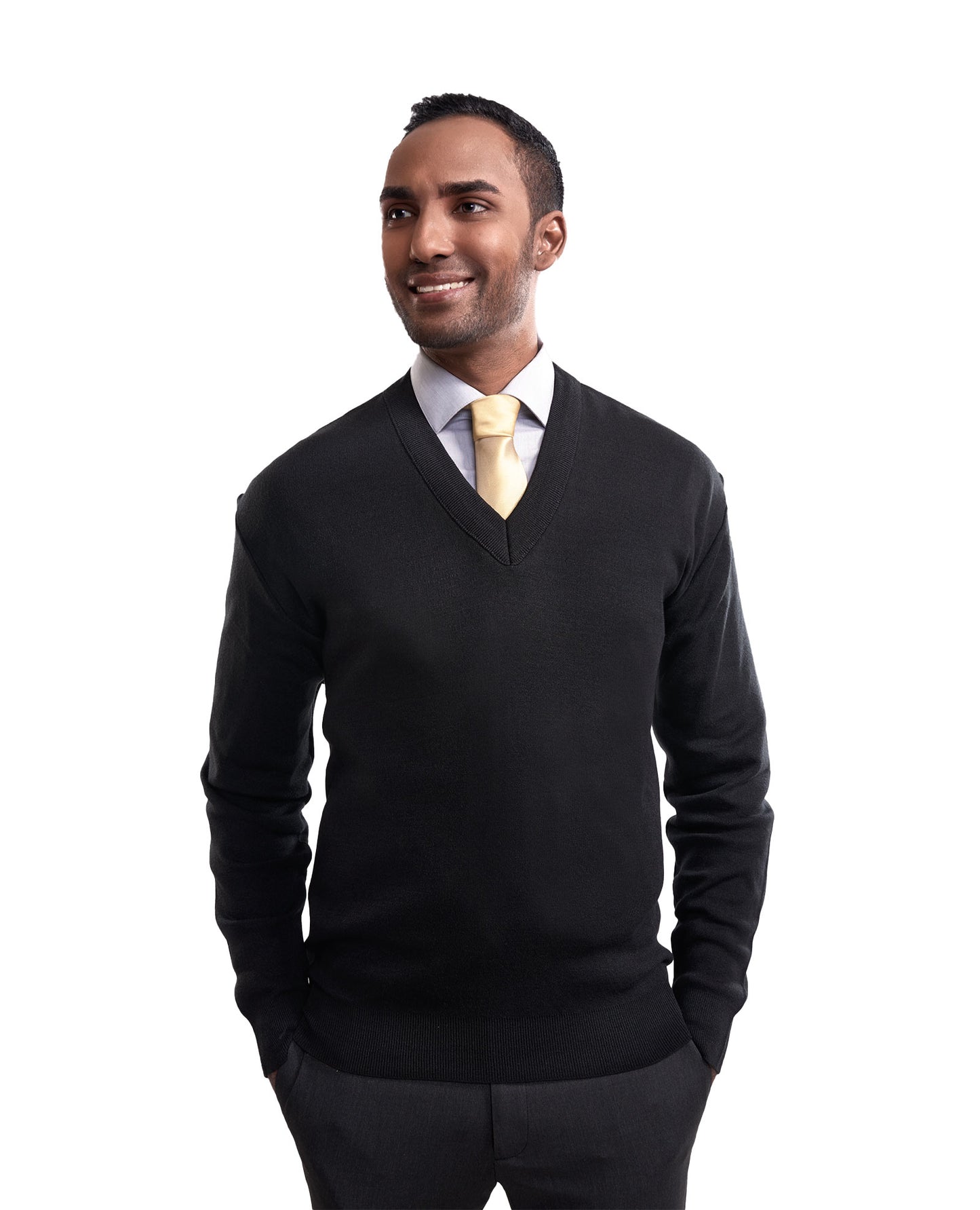 Cobmex “Cashmere”-Like V-Neck Long Sleeve Pullover
