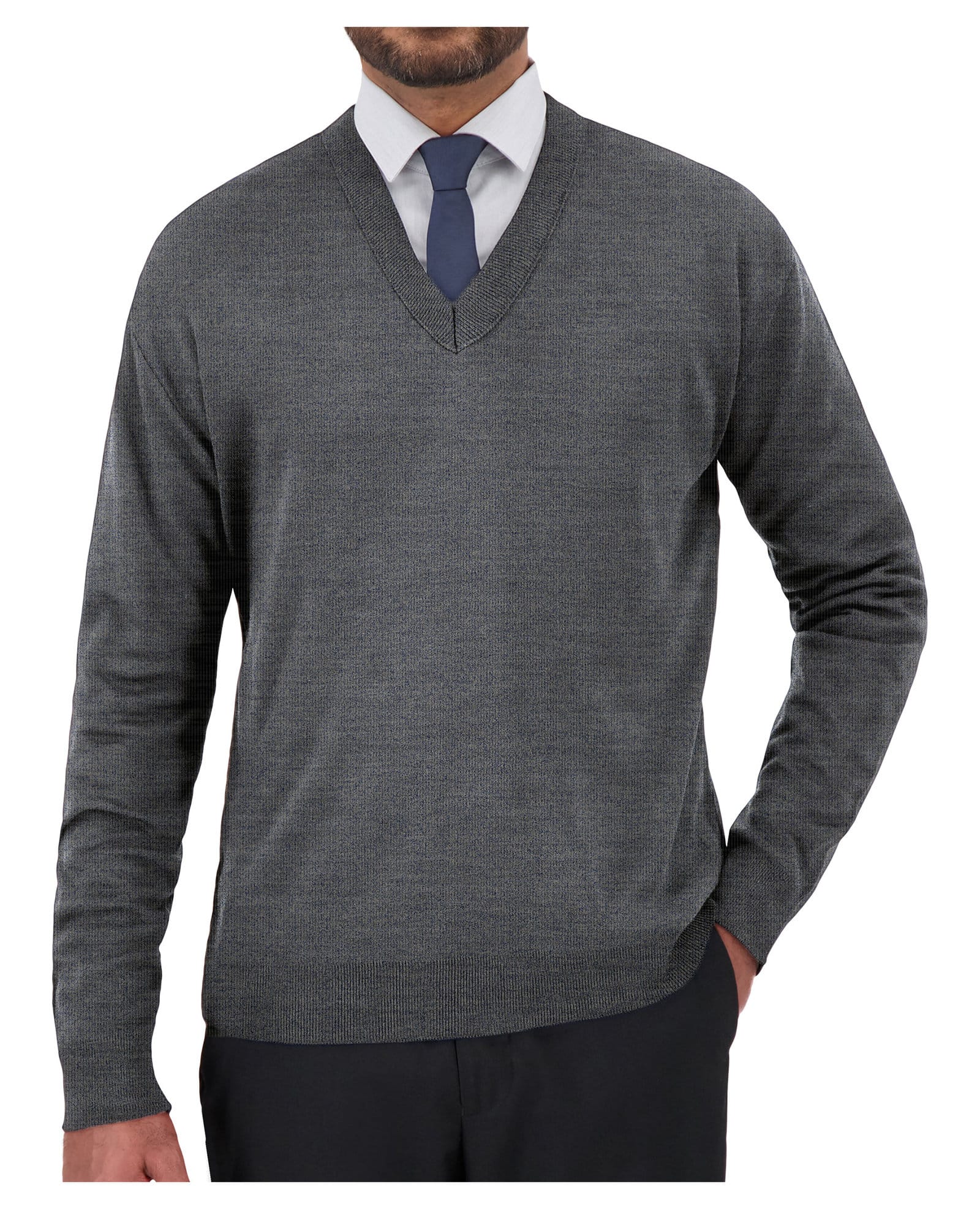Cobmex “Cashmere”-Like V-Neck Long Sleeve Pullover