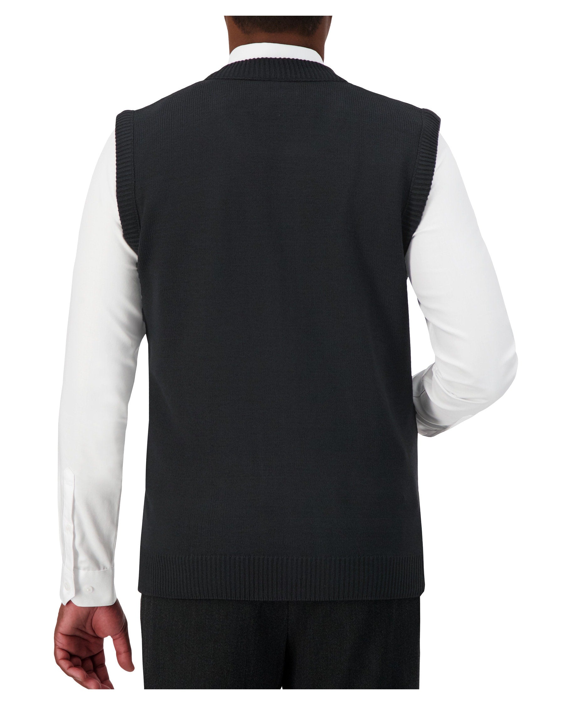 Cobmex Crew Neck Zip Front Vest with Seed Stitch Placket and Pockets