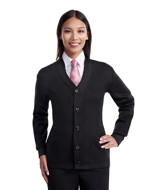 Cobmex V-Neck Long Sleeve Button Front Cardigan with Hemmed Waistband