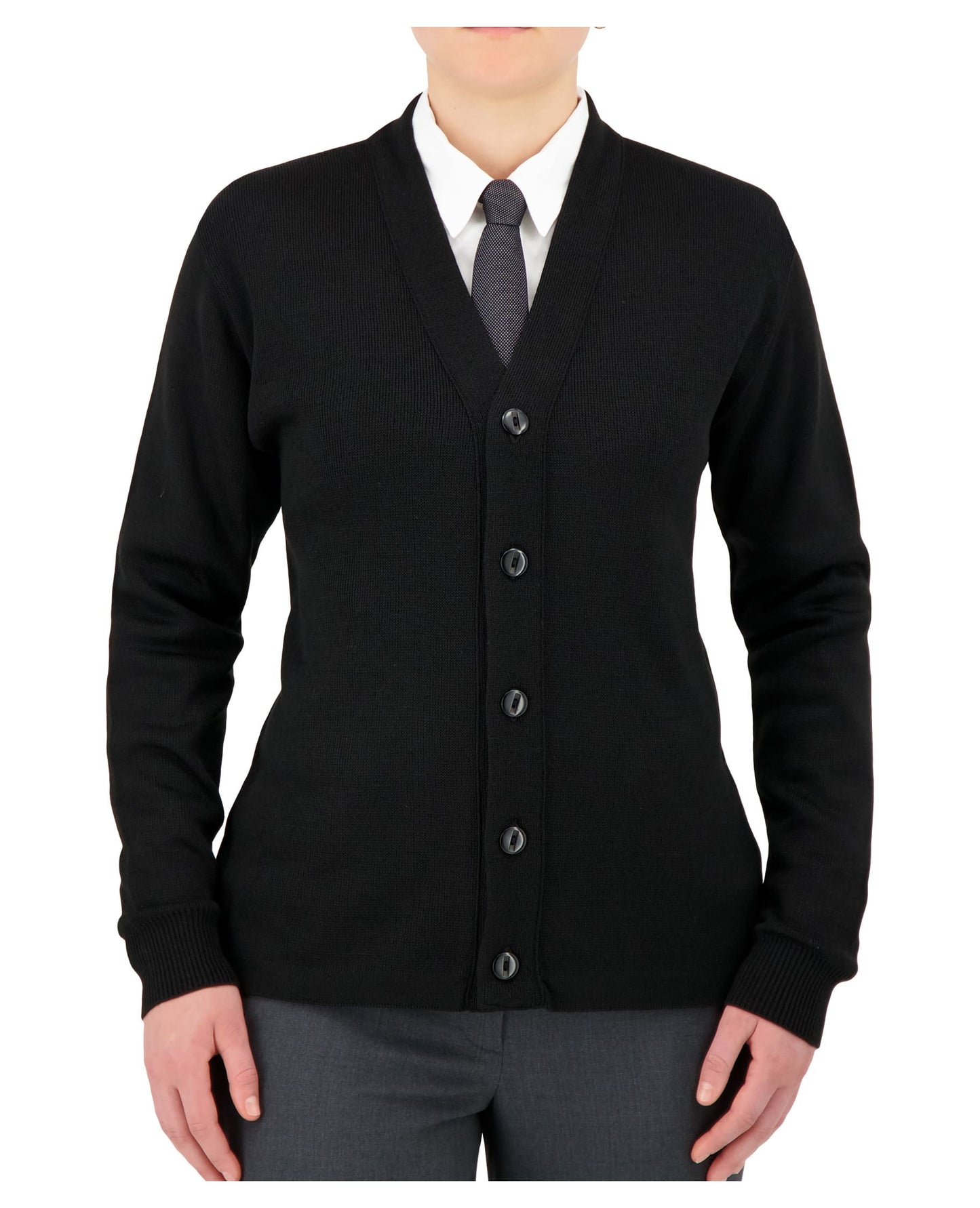 Cobmex V-Neck Long Sleeve Button Front Cardigan with Hemmed Waistband