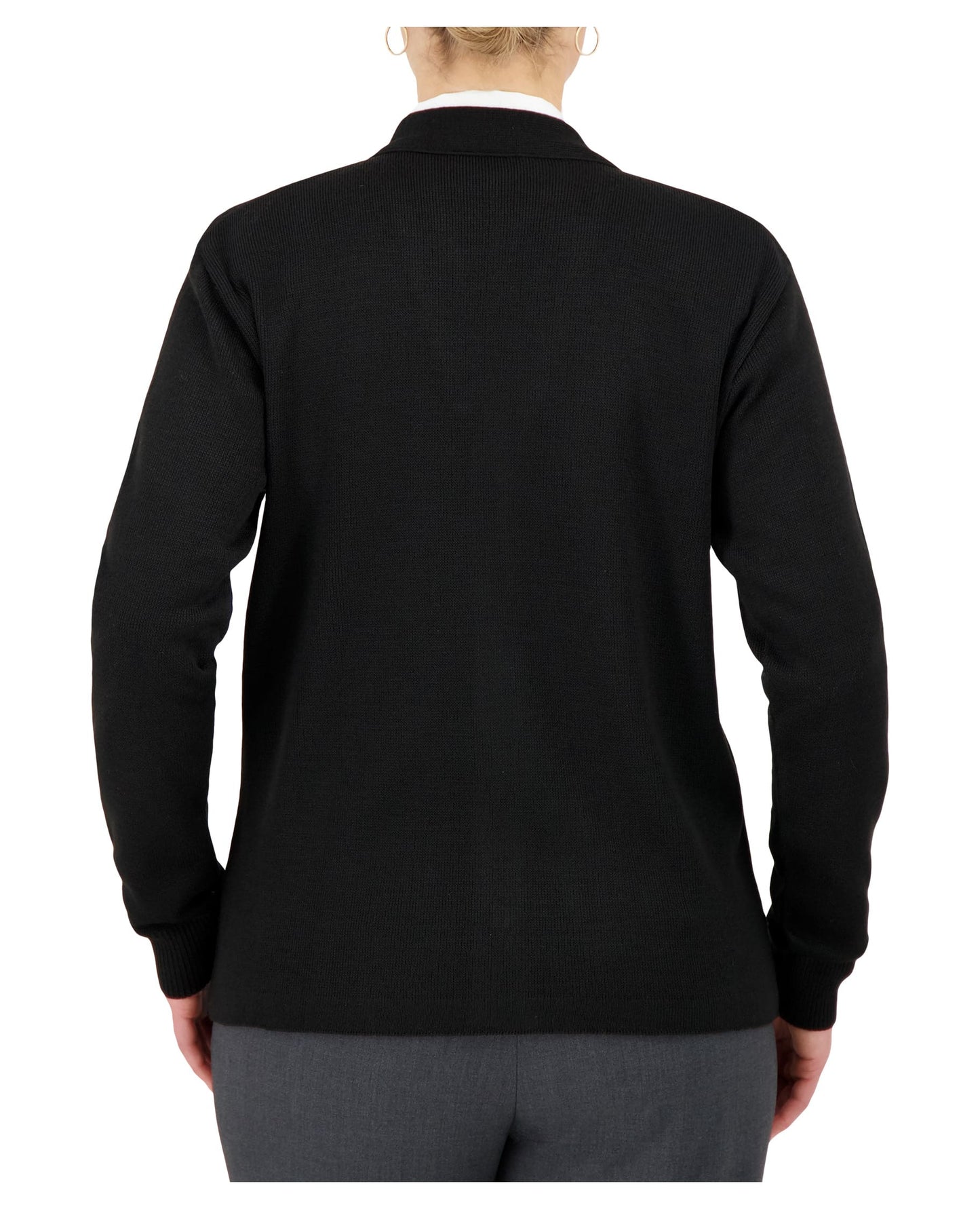 Cobmex V-Neck Long Sleeve Button Front Cardigan with Hemmed Waistband