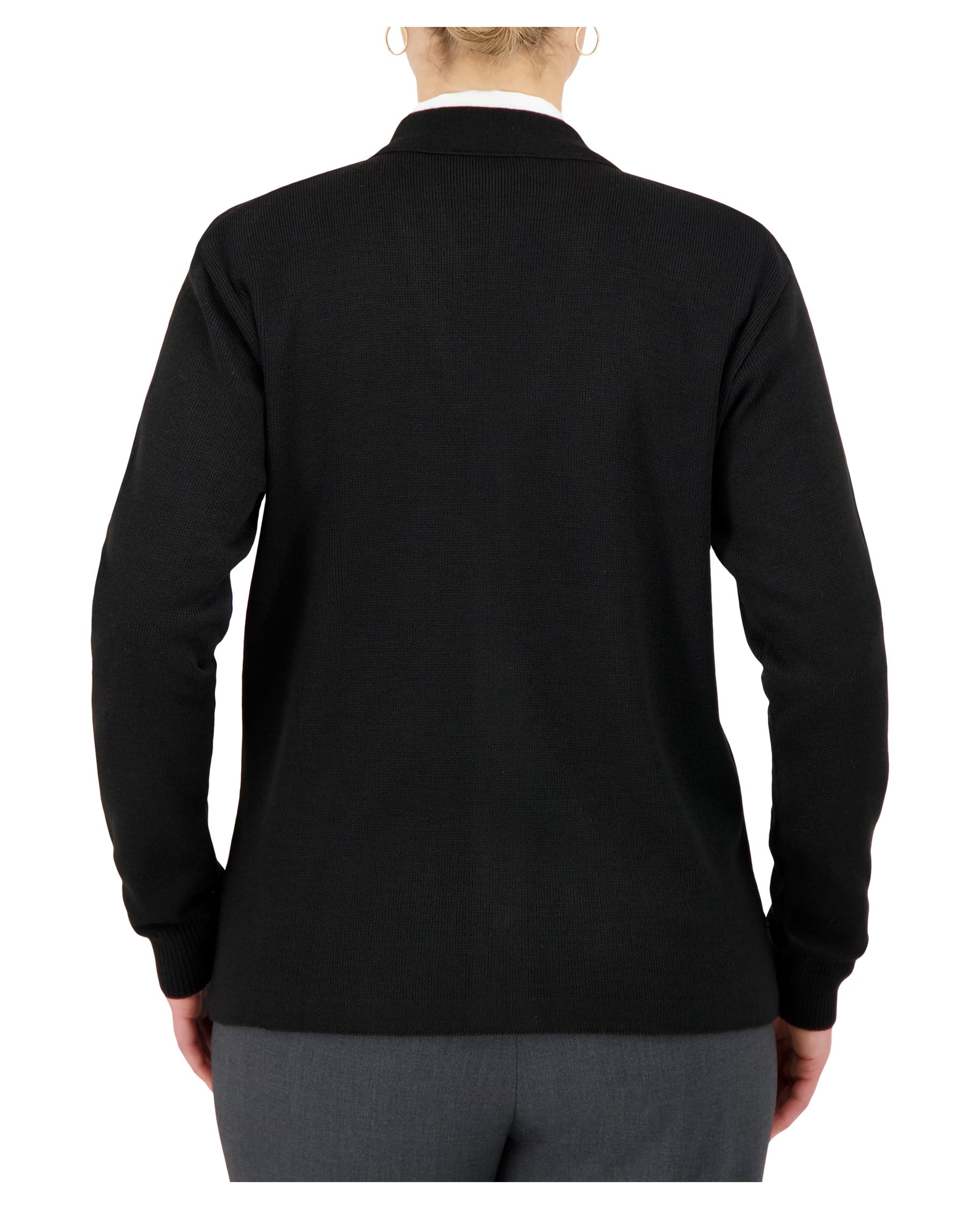 Cobmex V-Neck Long Sleeve Button Front Cardigan with Hemmed Waistband