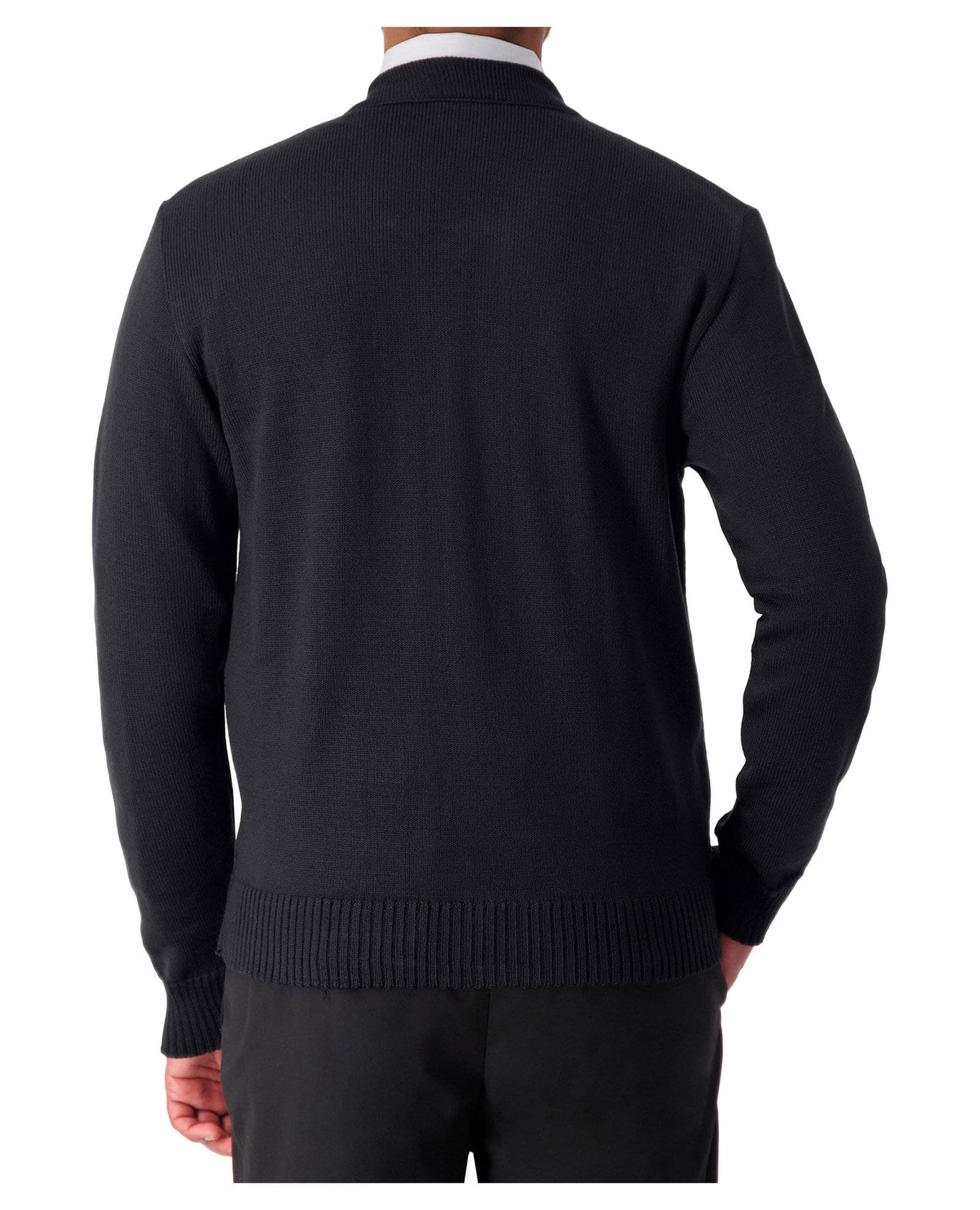 Cobmex Crew Neck Long Sleeve Zip Front Cardigan with Pockets, Ribbed Waistband and Cuffs