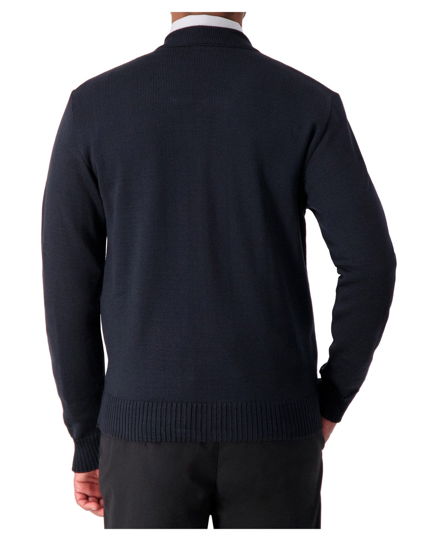 Cobmex Crew Neck Long Sleeve Zip Front Cardigan with Pockets, Ribbed Waistband and Cuffs