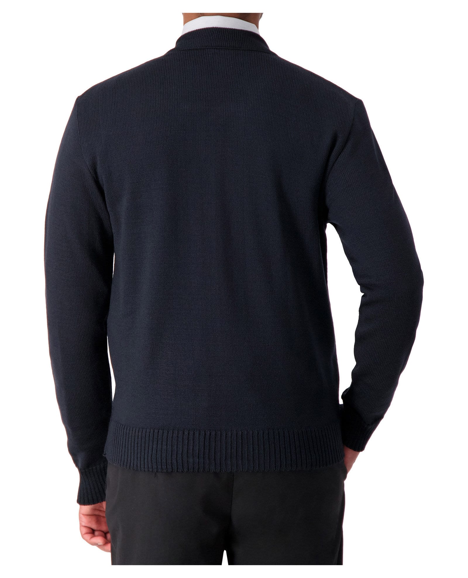 Cobmex Crew Neck Long Sleeve Zip Front Cardigan with Pockets, Ribbed Waistband and Cuffs