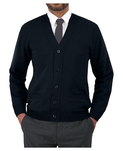 Cobmex V-Neck Long Sleeve Button Front Cardigan with Pockets, Ribbed Waistband and Cuffs