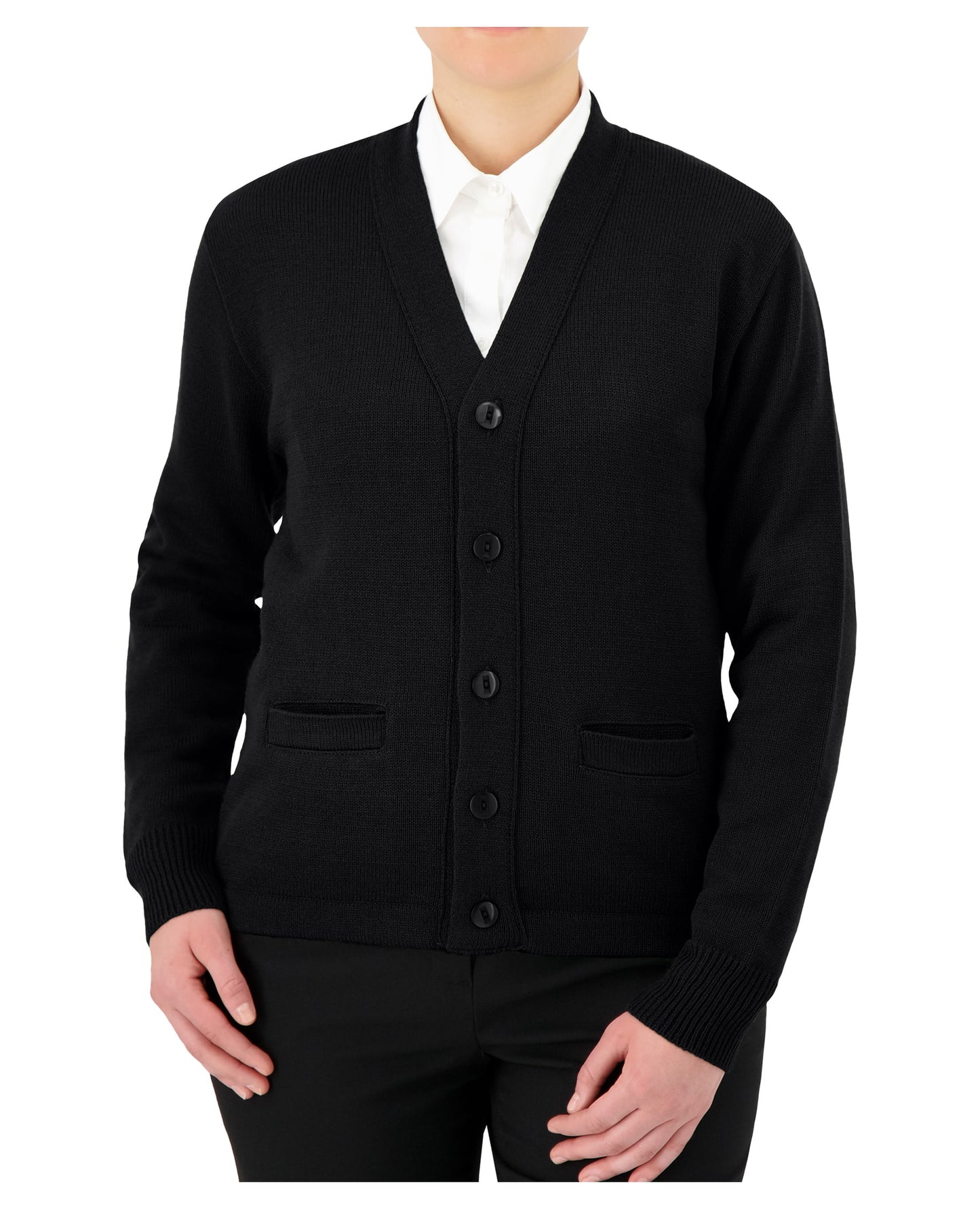 Cobmex V-Neck Long Sleeve Button Front Cardigan with Pockets and Hemmed Waistband