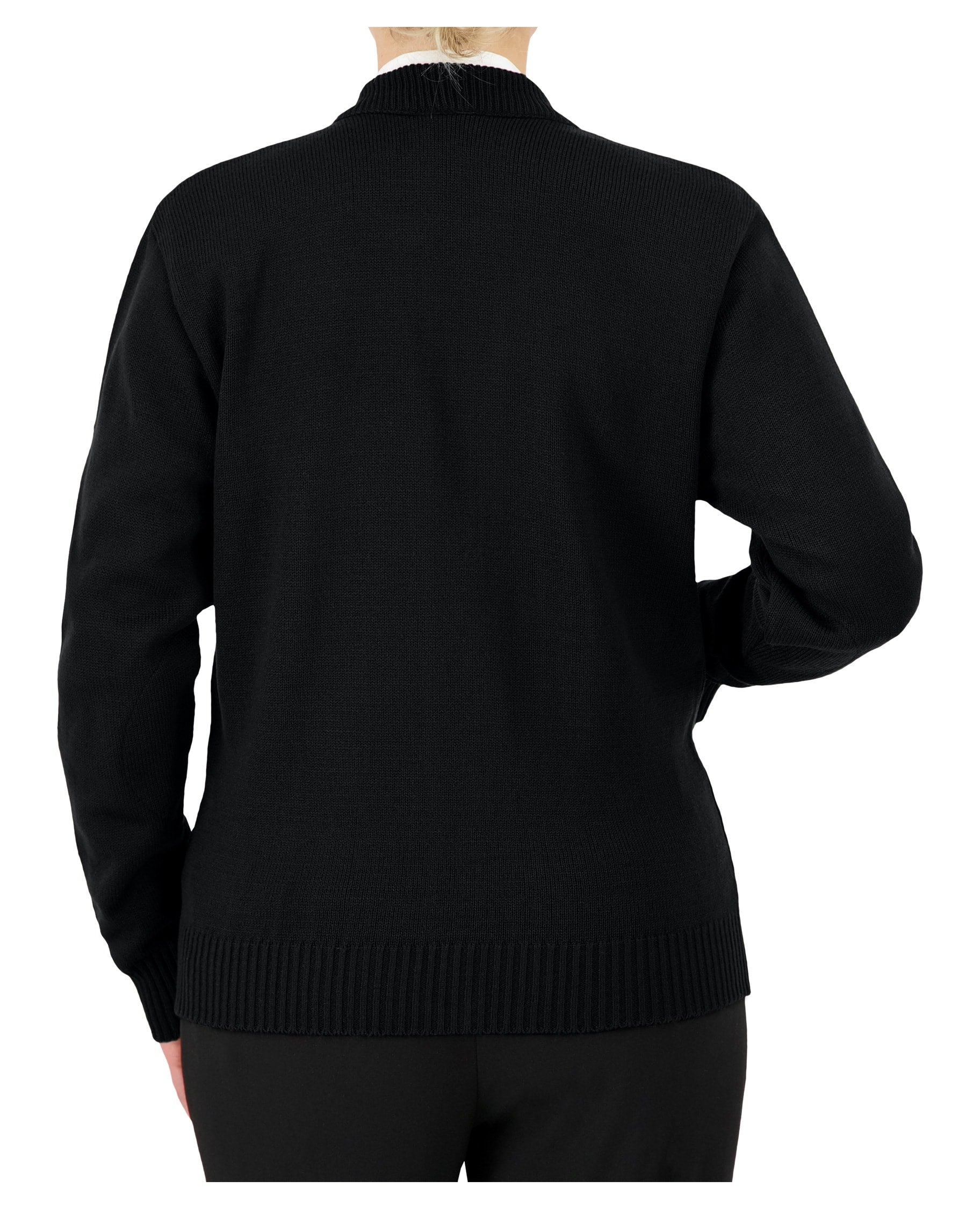 Cobmex Crew Neck Zip Front Cardigan with Seed Stitch Placket and Pockets, Reinforced Elbows, Ribbed Waistband and Cuffs