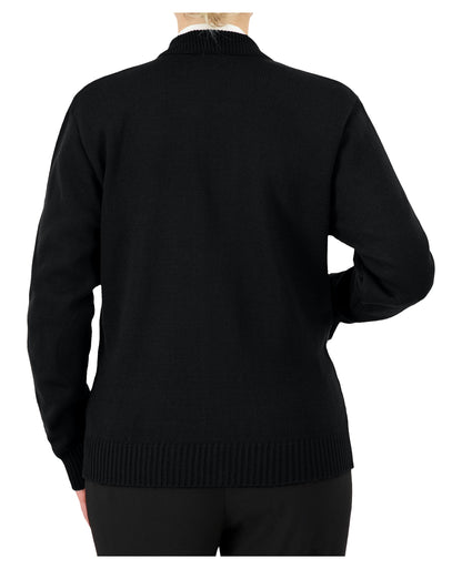 Cobmex Crew Neck Zip Front Cardigan with Seed Stitch Placket and Pockets, Reinforced Elbows, Ribbed Waistband and Cuffs