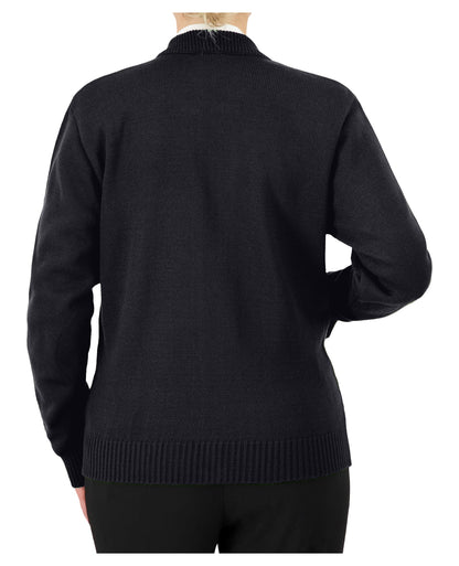 Cobmex Crew Neck Zip Front Cardigan with Seed Stitch Placket and Pockets, Reinforced Elbows, Ribbed Waistband and Cuffs